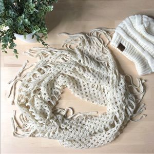 Boho Crochet Woven Knit Handmade Infinity Scarf